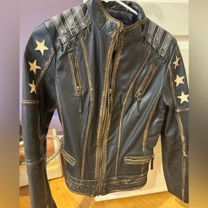 Woman’s brown leather jacket